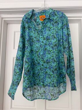 Coniglio Palm Beach peonies jade lagoon cotton gauze